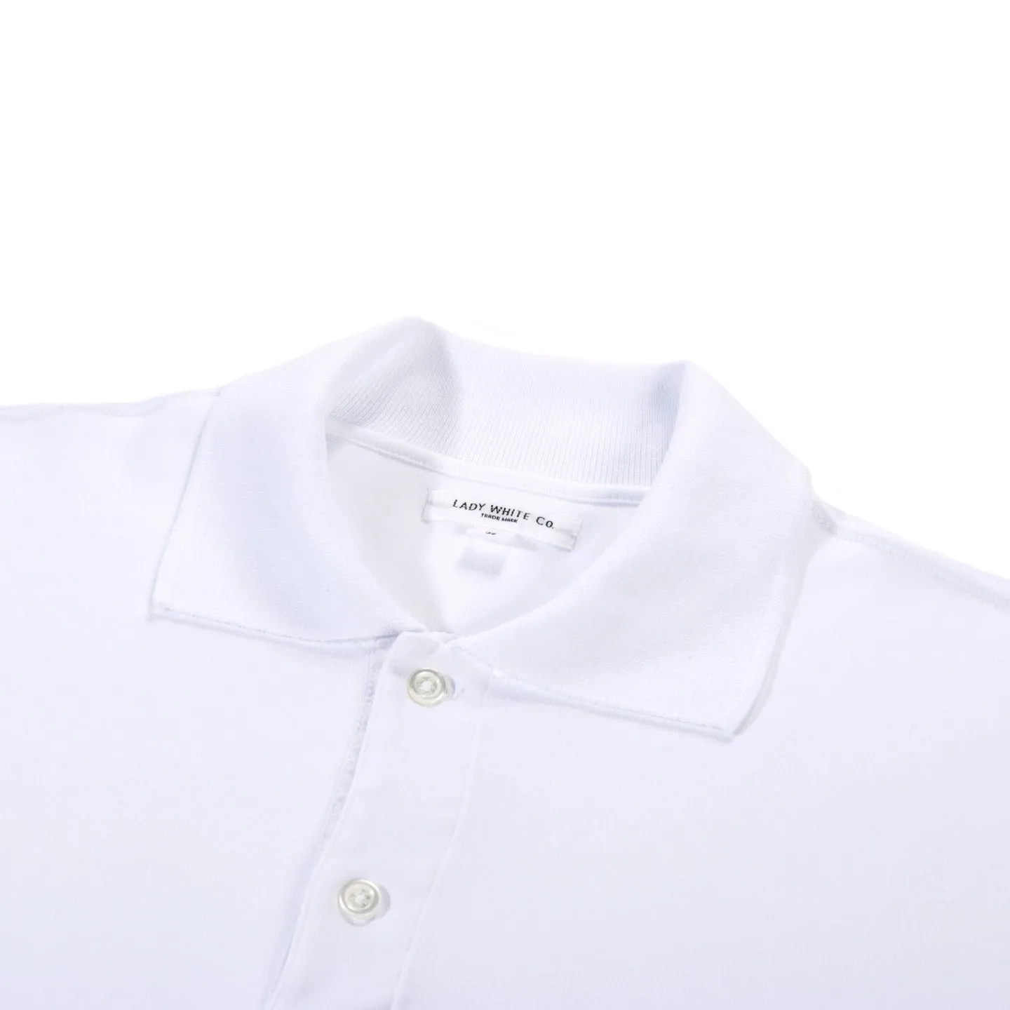 LADY WHITE CO. INTERLOCK TWO BUTTON POLO WHITE