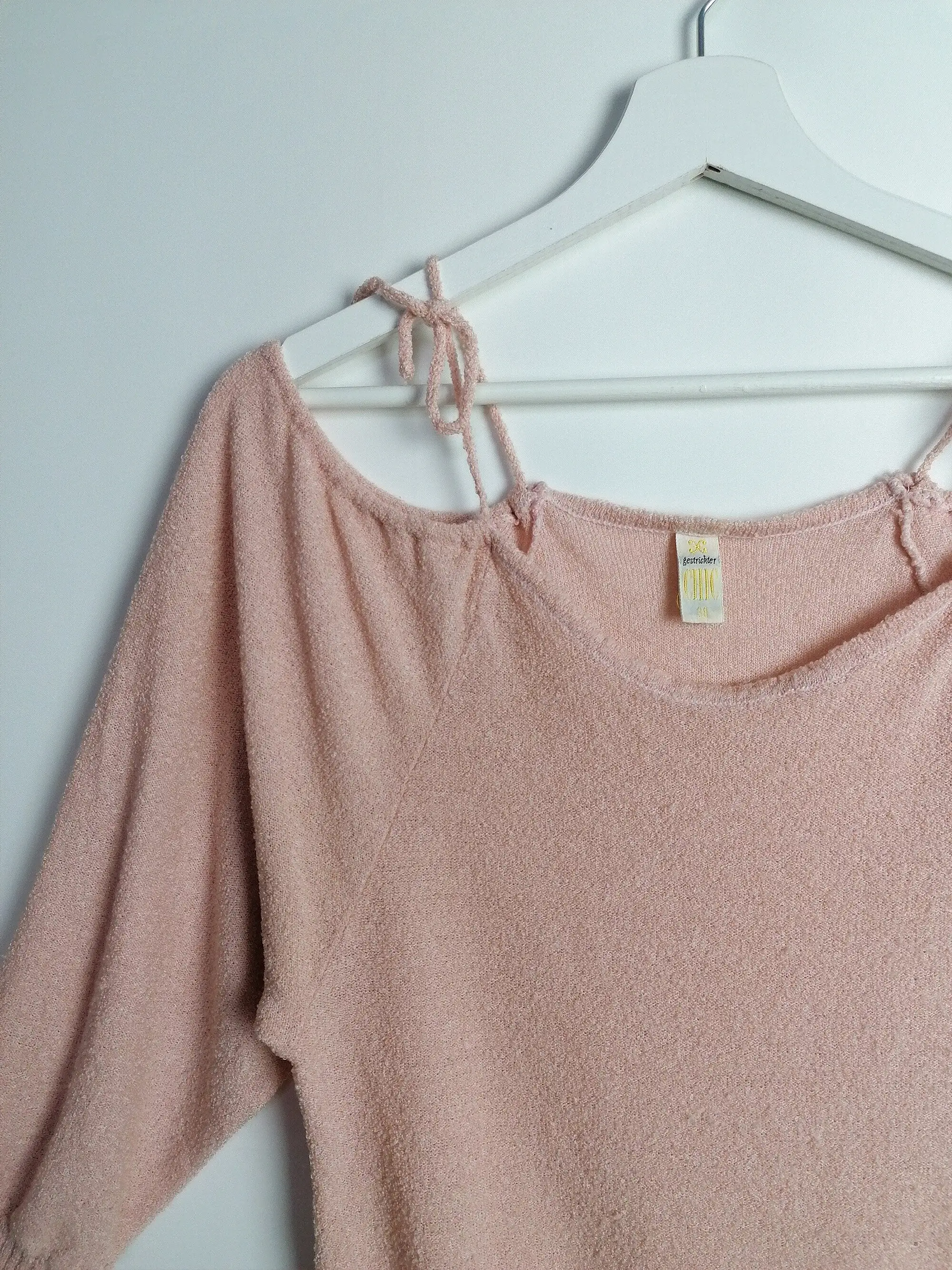 Light Pink Terrycloth Fluffy Knit Top