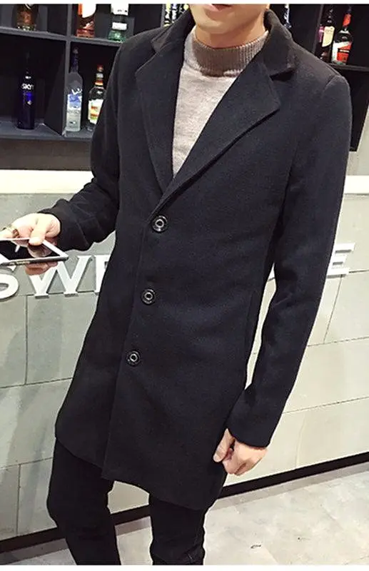 Long Woolen Men Winter Coat