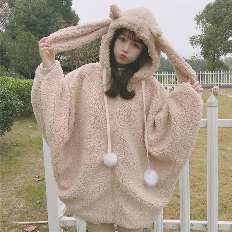 Lovely Rabbit Hoodie Plush Coat AD12686