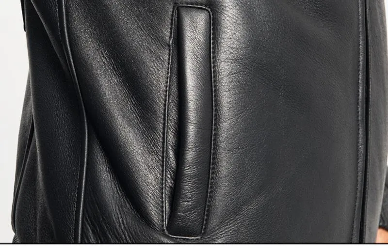 Men's Black Shearling leather Coat | Commando Style Jacket