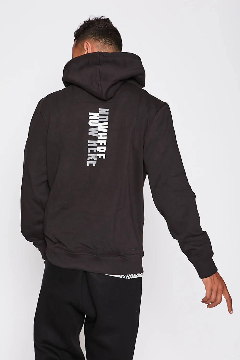 Mens Black Graphic Print Hoody 