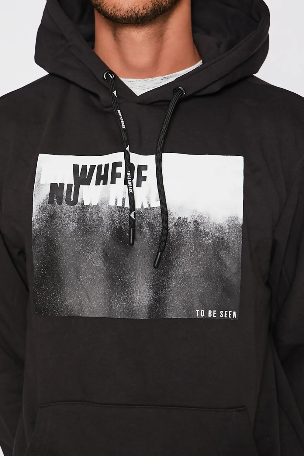 Mens Black Graphic Print Hoody 