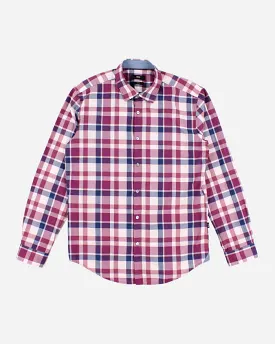 Men's Purple Boss Checked Button Up Shirt - L