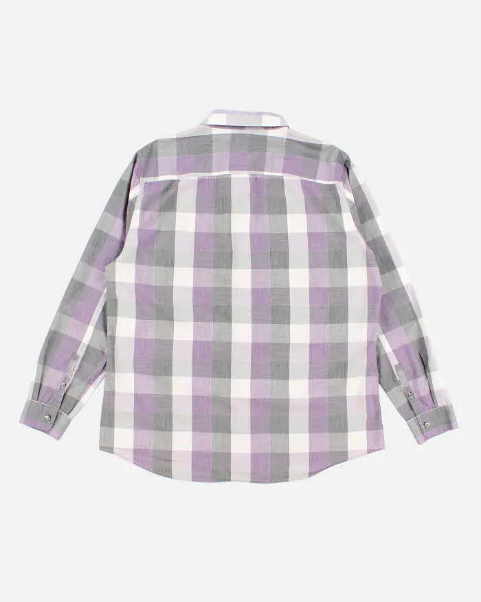 Men's Purple DKNY Checked Button Up Shirt - XL