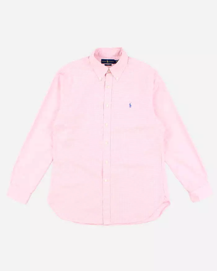 Men's Ralph Lauren Pink Checked Button Up Shirt - M