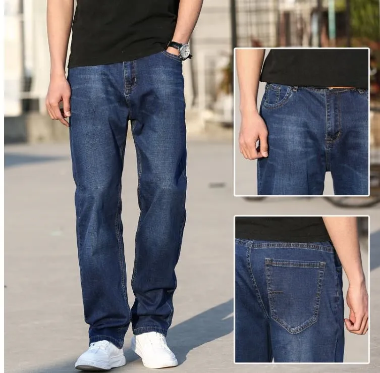 Men's Summer Leisure Light Blue Thin Denim Straight Leg Jeans Pants