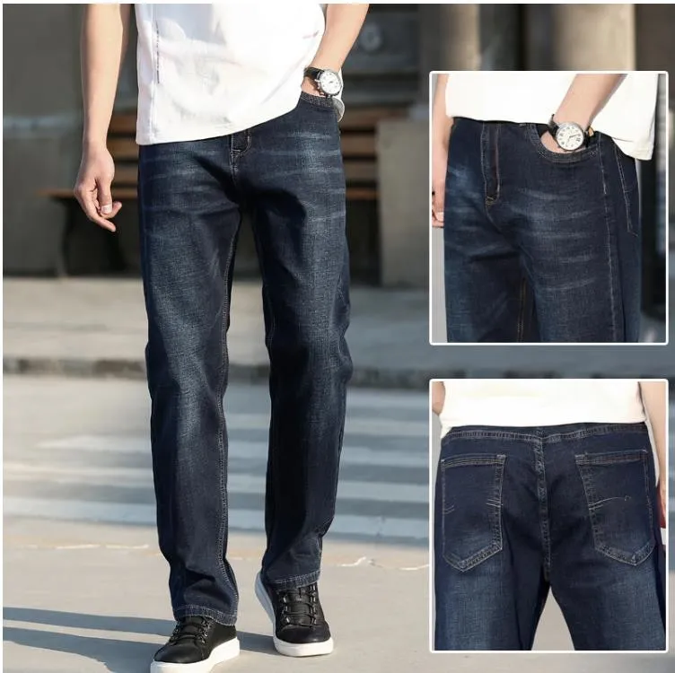 Men's Summer Leisure Light Blue Thin Denim Straight Leg Jeans Pants