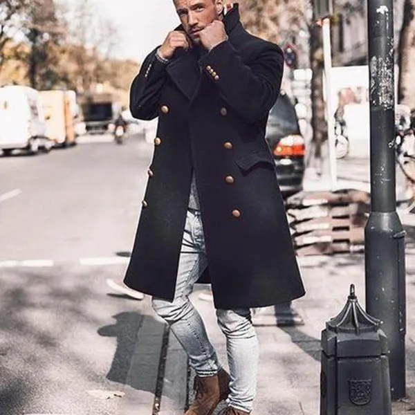 Mid-length Double-breasted Woolen Trench Coat