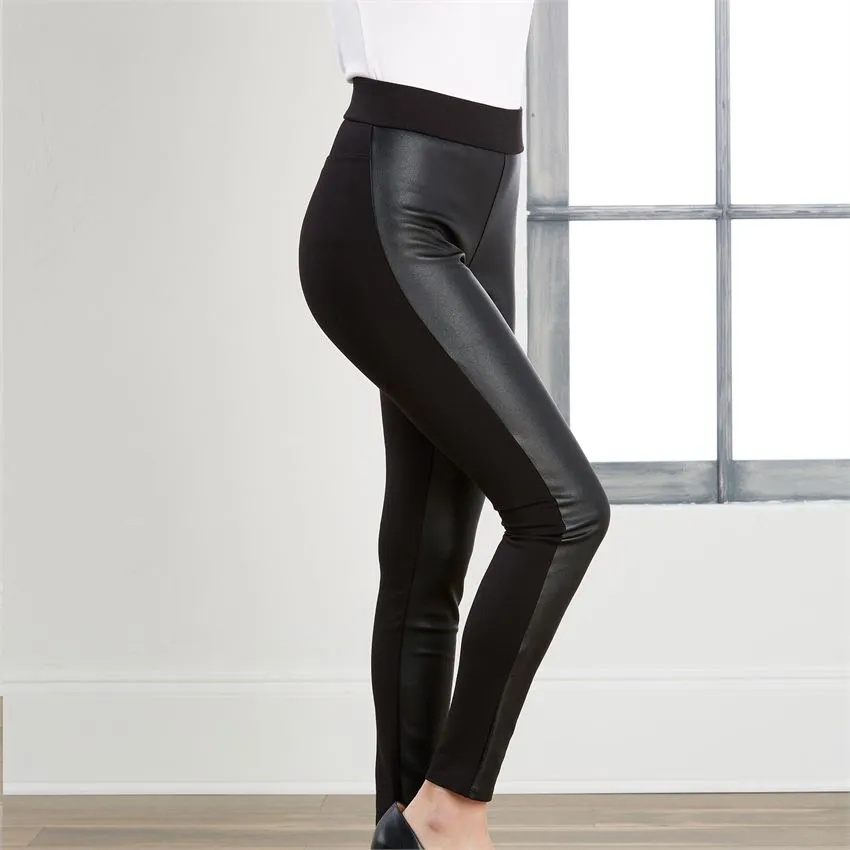 Mudpie Liam Knit Contrast Faux Leather Legging