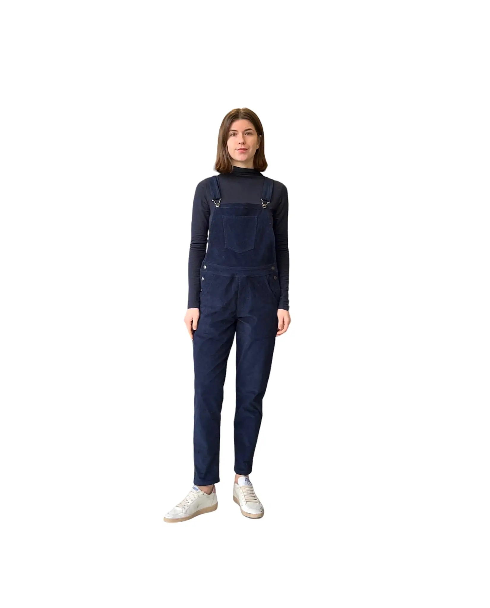 Navy stretch pincord MEGGI dungarees