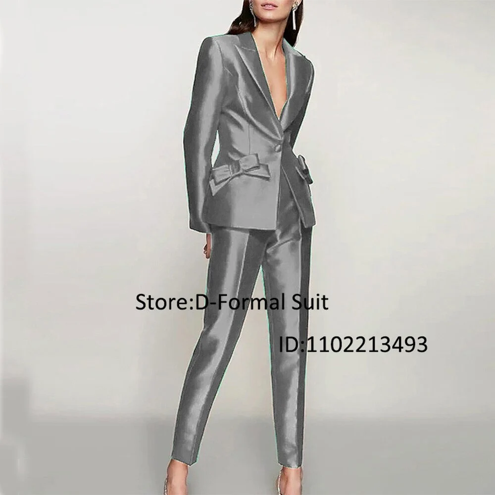 New Women's Two-Piece Suit Ladies Single Button Slim With Bow Party TuxedoTemperament High Street Luxury Women Blazer Suits