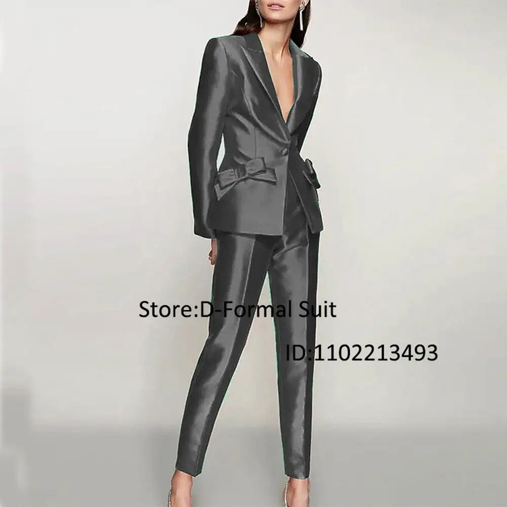 New Women's Two-Piece Suit Ladies Single Button Slim With Bow Party TuxedoTemperament High Street Luxury Women Blazer Suits