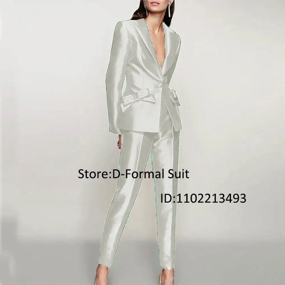 New Women's Two-Piece Suit Ladies Single Button Slim With Bow Party TuxedoTemperament High Street Luxury Women Blazer Suits