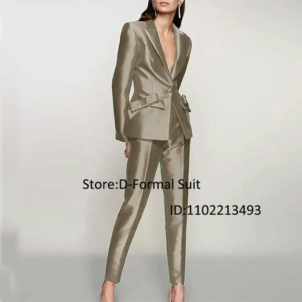 New Women's Two-Piece Suit Ladies Single Button Slim With Bow Party TuxedoTemperament High Street Luxury Women Blazer Suits