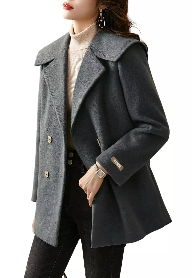 ONX.HK Fashion Large Lapel Double-Breasted Woolen Coat