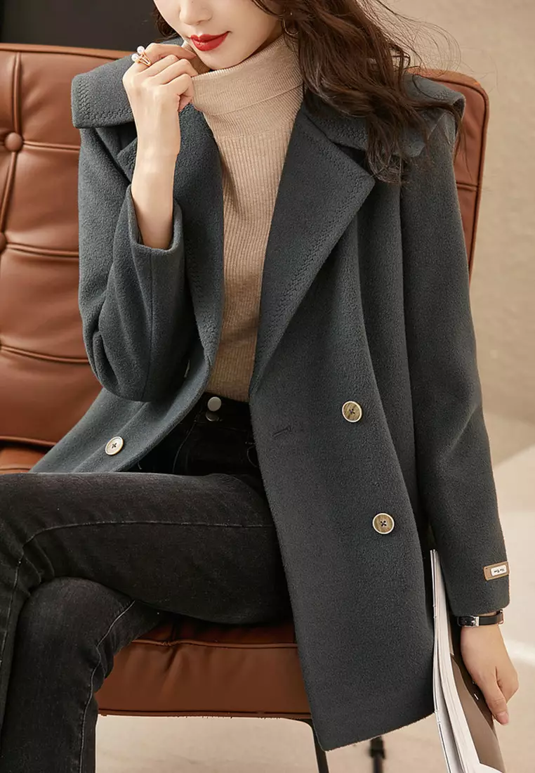 ONX.HK Fashion Large Lapel Double-Breasted Woolen Coat