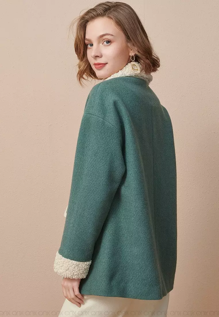 ONX.HK Fashionable Plush Lapel Loose Woolen Coat