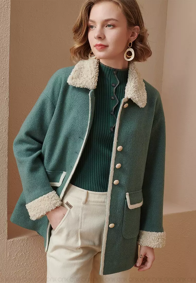 ONX.HK Fashionable Plush Lapel Loose Woolen Coat