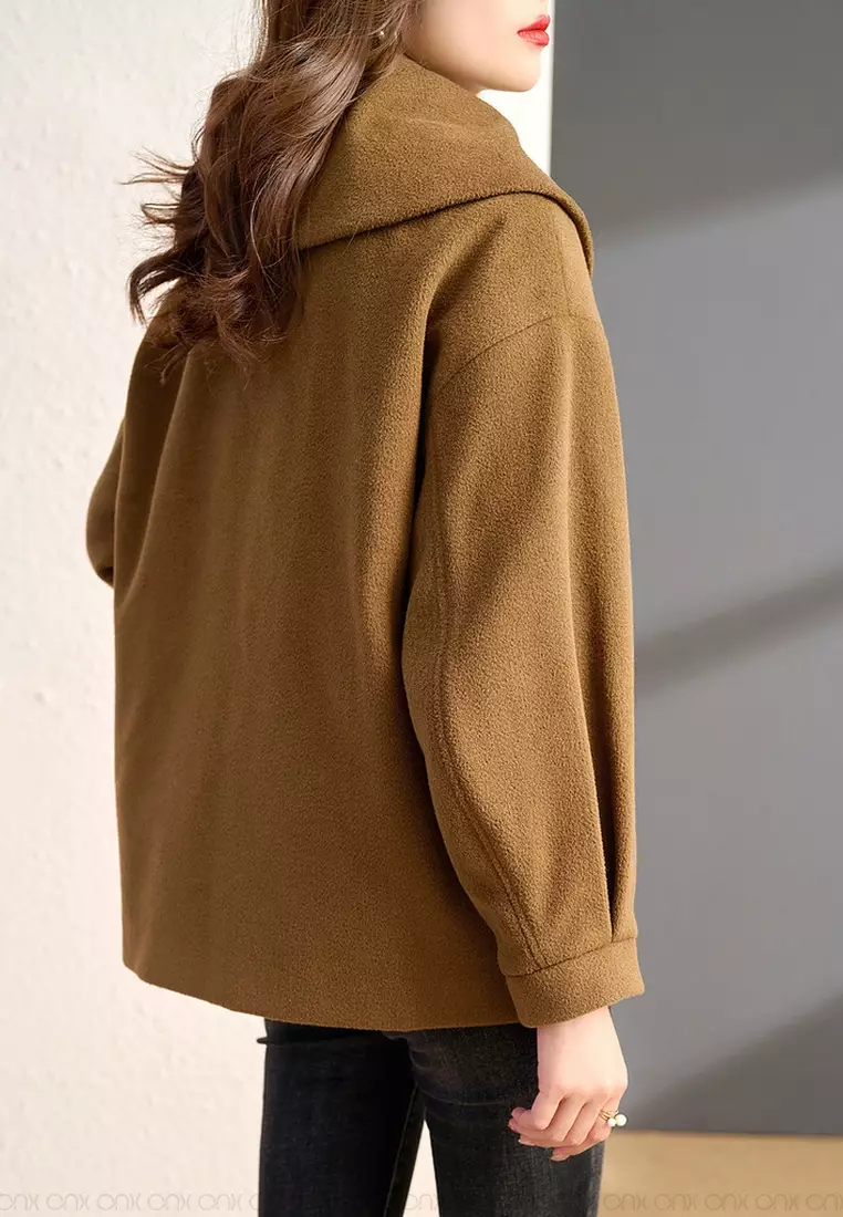 ONX.HK Solid Color Loose Warm Woolen Coat