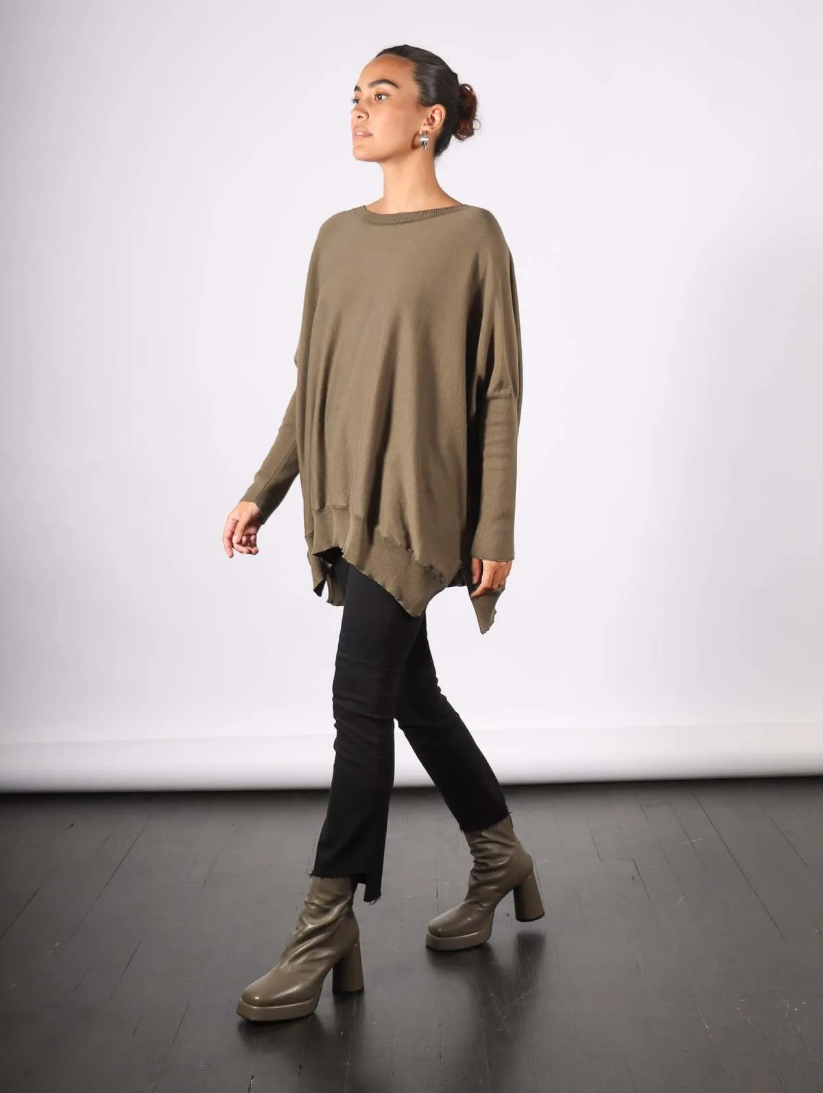 Oversized Crewneck Sweater - Loden