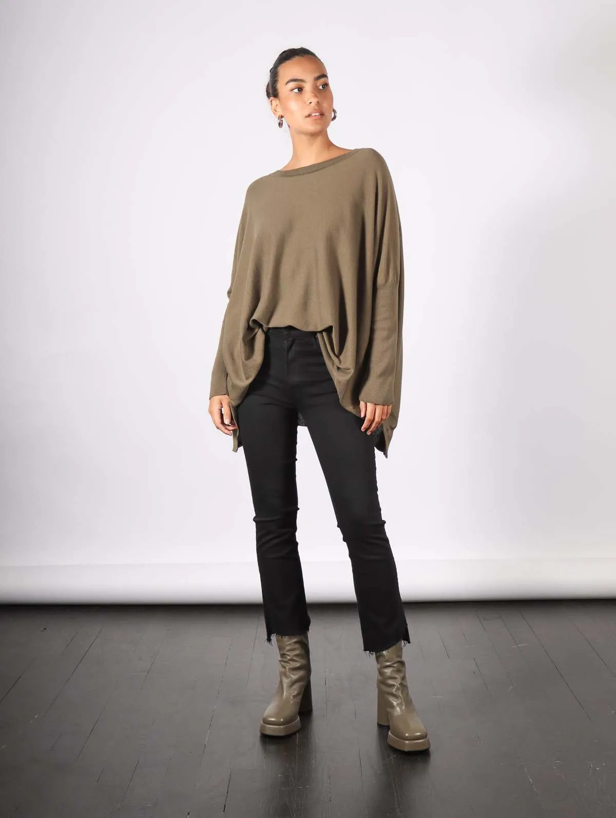 Oversized Crewneck Sweater - Loden