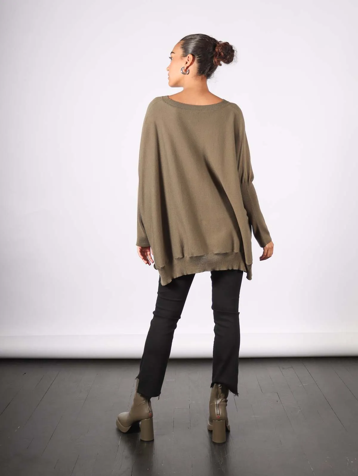 Oversized Crewneck Sweater - Loden