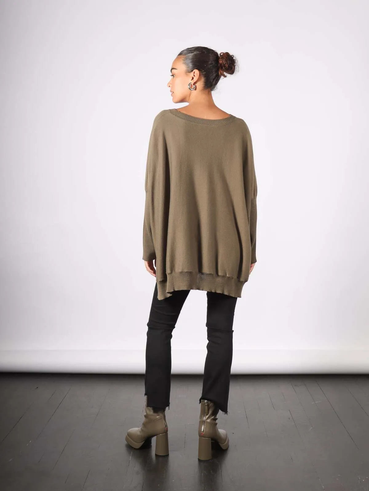 Oversized Crewneck Sweater - Loden