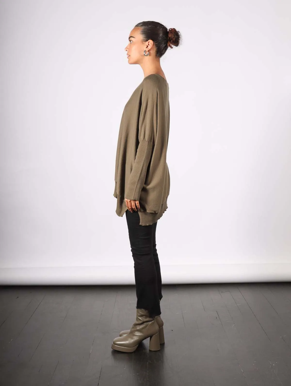 Oversized Crewneck Sweater - Loden