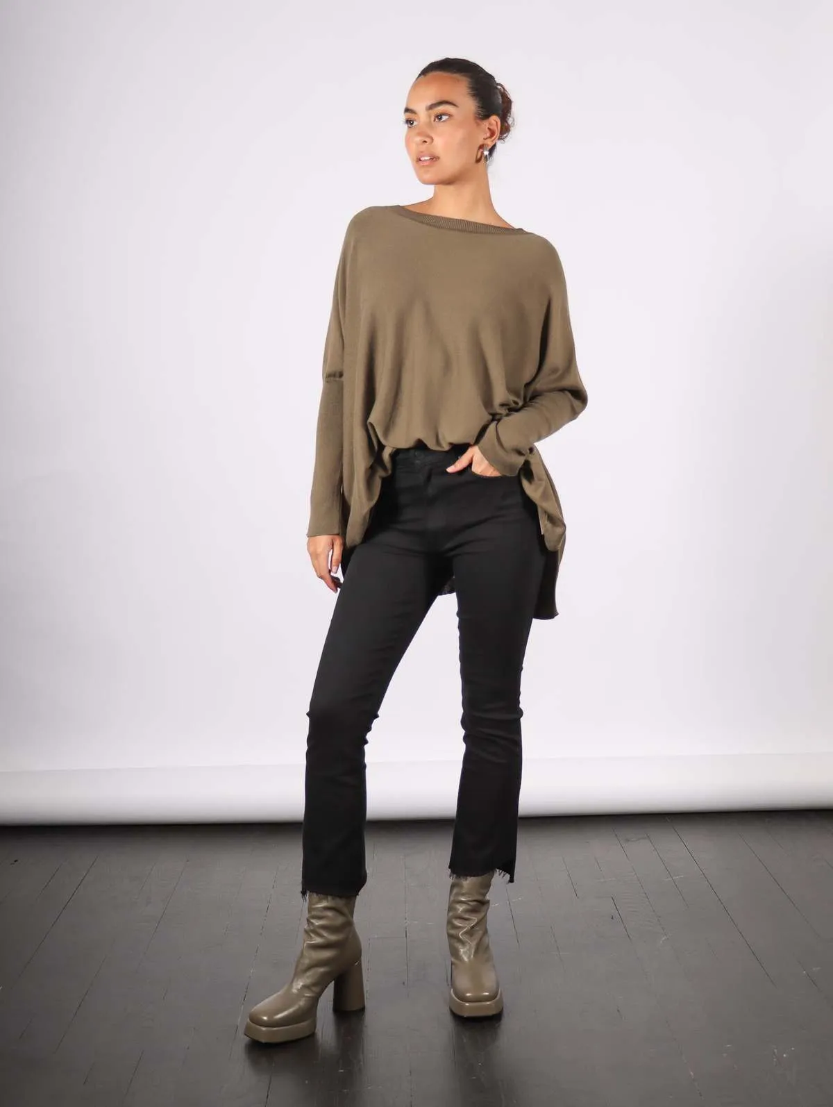 Oversized Crewneck Sweater - Loden