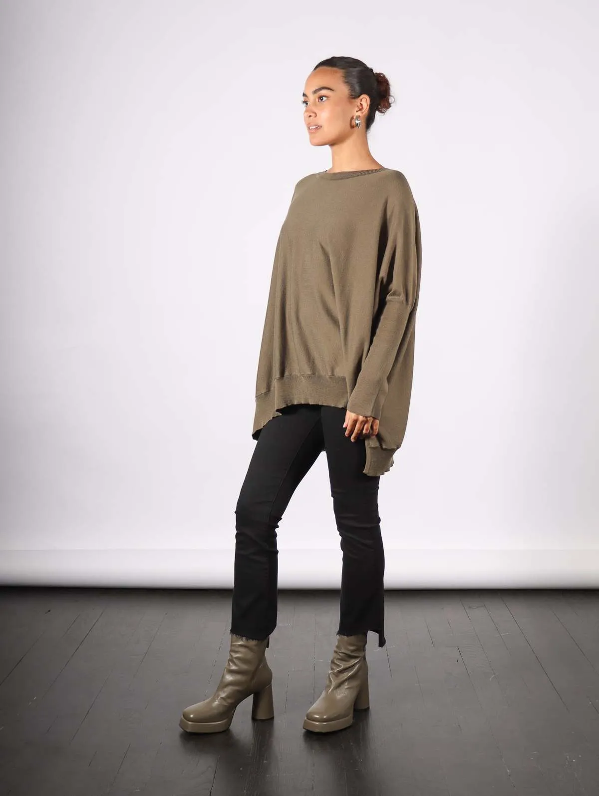 Oversized Crewneck Sweater - Loden