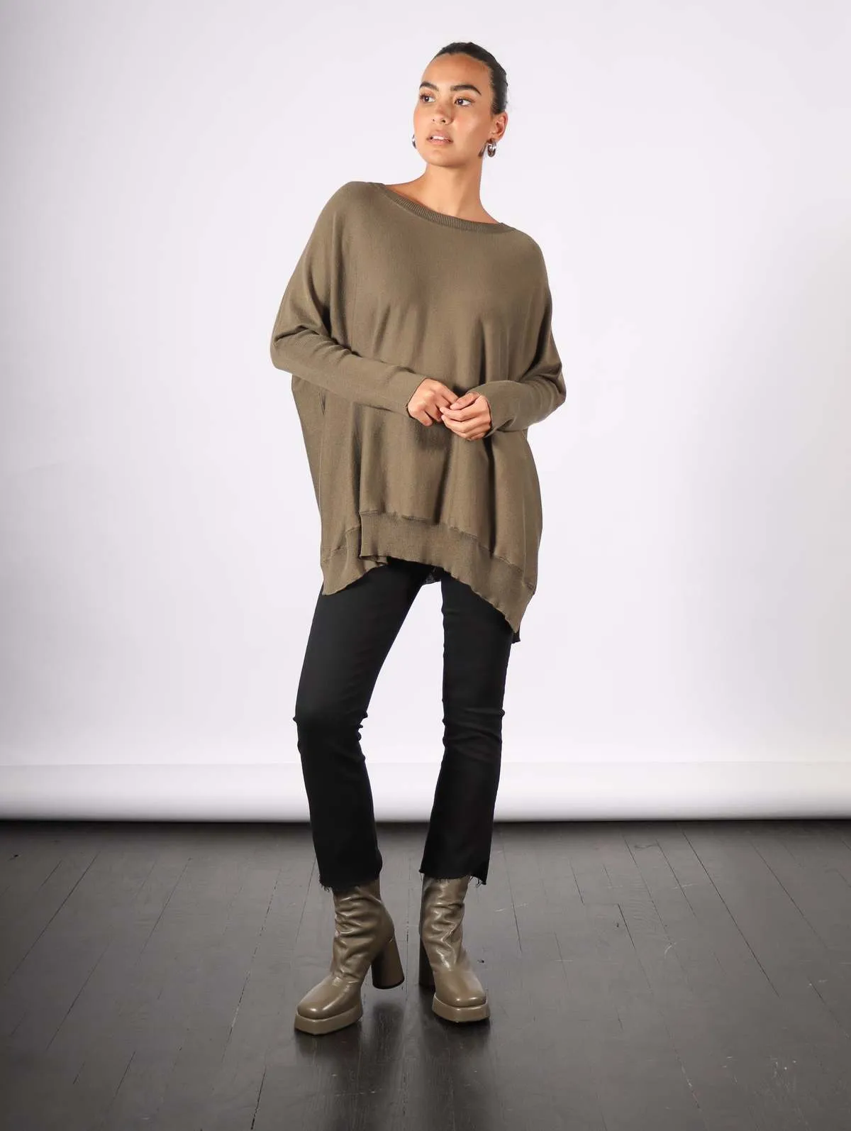 Oversized Crewneck Sweater - Loden