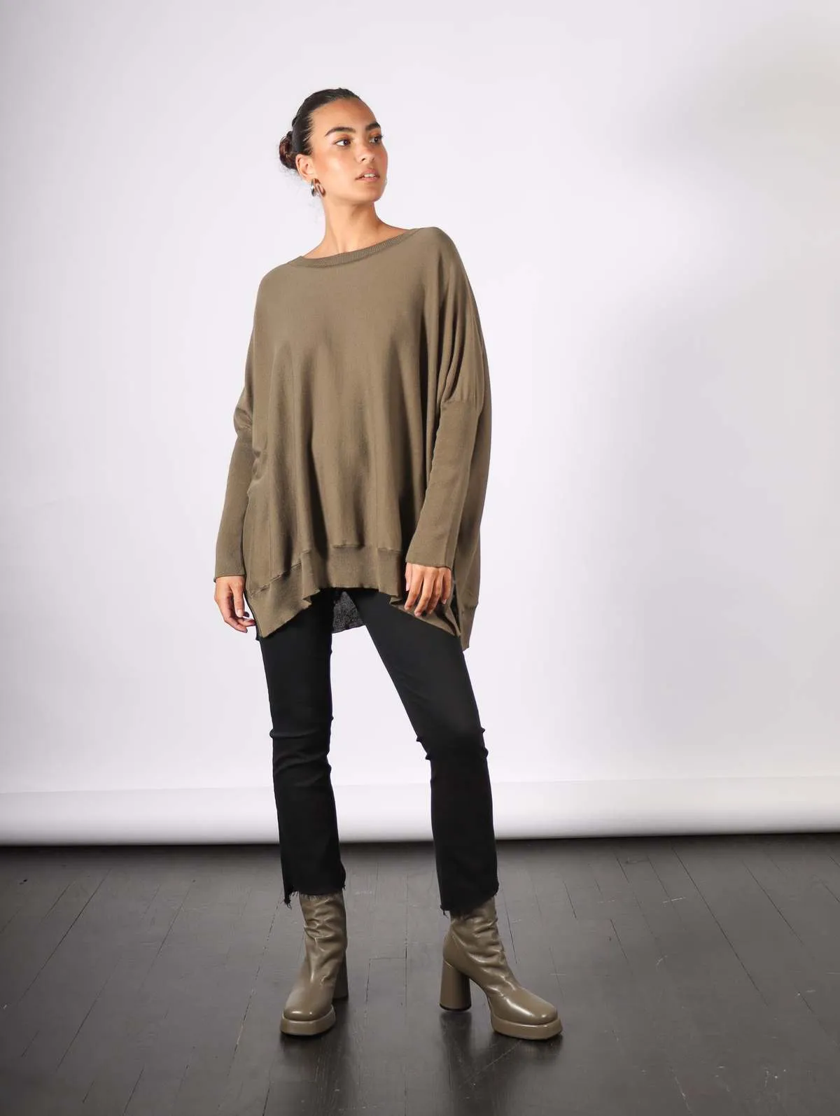 Oversized Crewneck Sweater - Loden