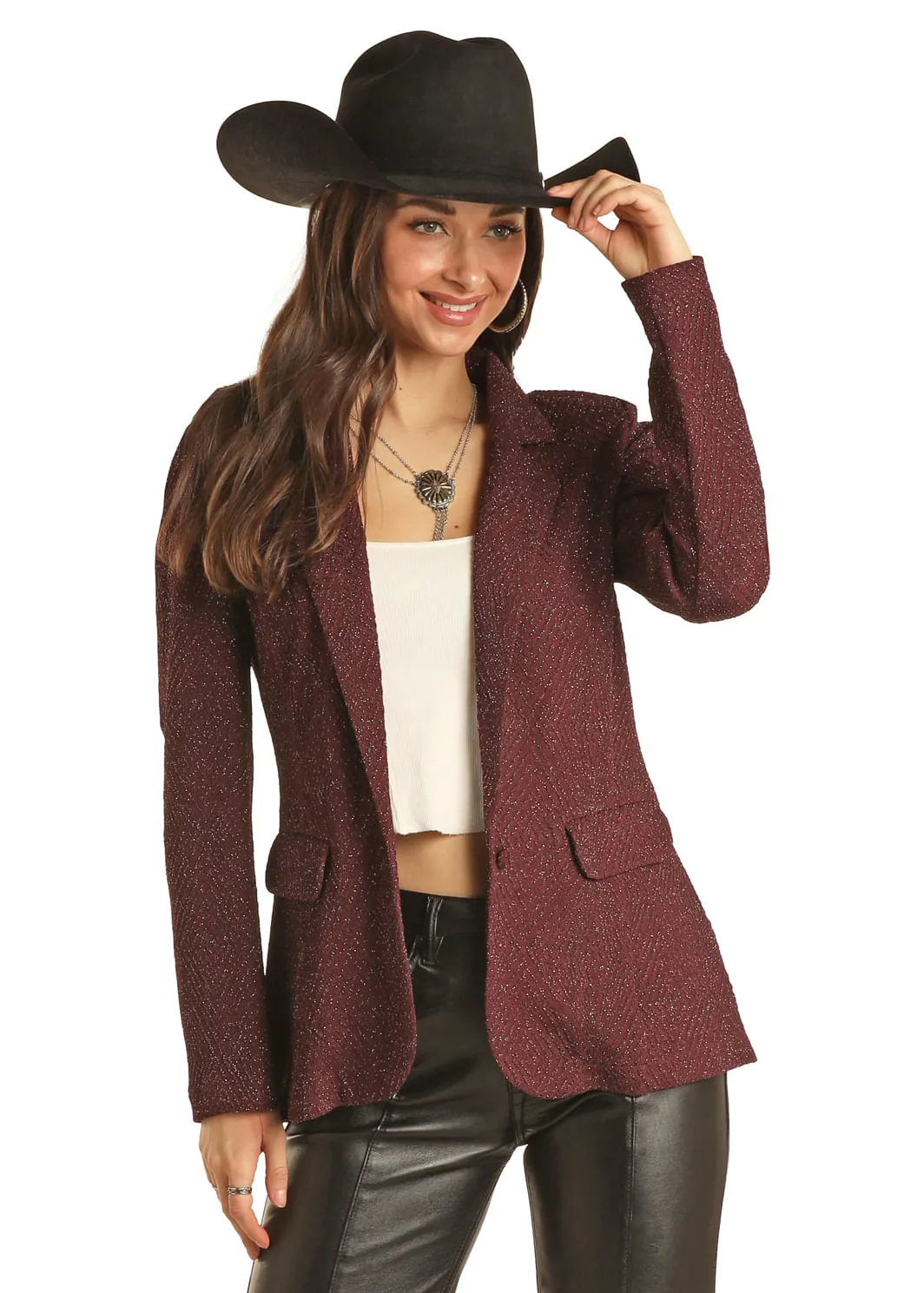 Panhandle Slim Womens Burgundy Iridescent Blazer