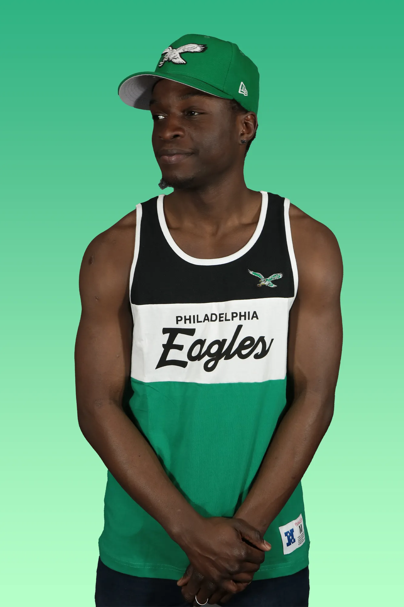 Philadelphia Eagles Retro NFL Eagles Script | Black/White/Kelly Cotton Tank