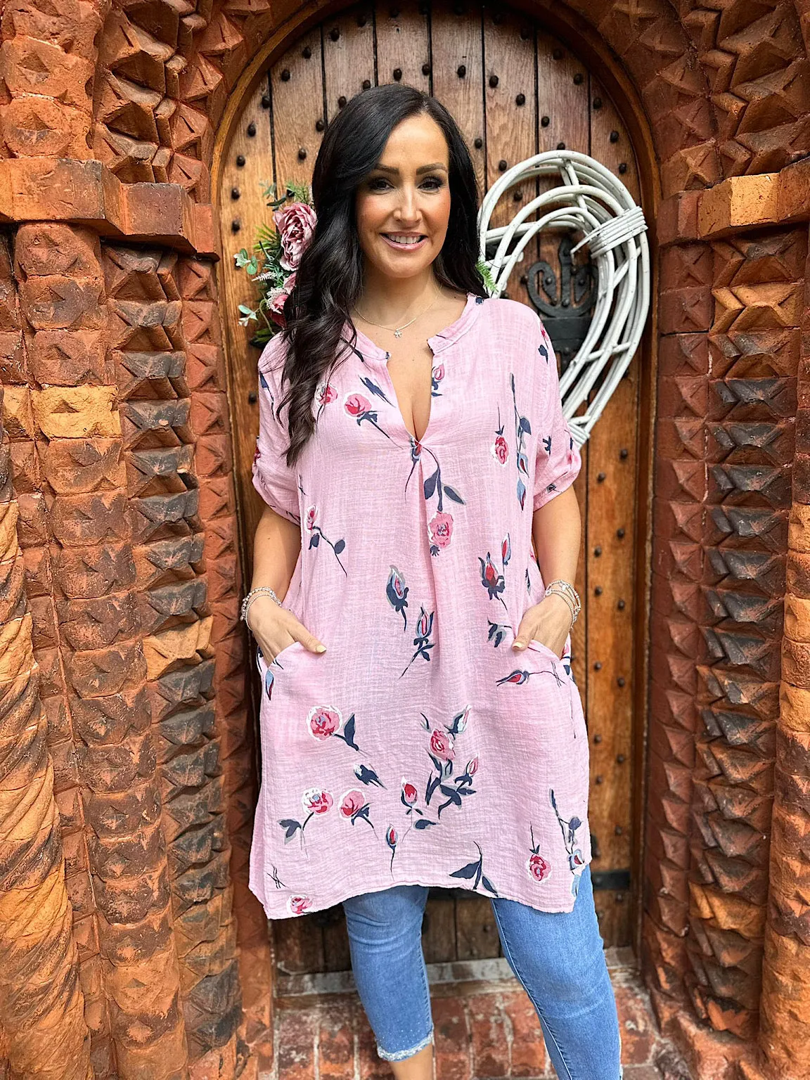 Pink Floral Pocket Tunic Sasha