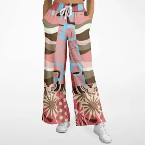 Pink Geo Retro Striped Eco-Poly Stretchy Phat Bellbottoms