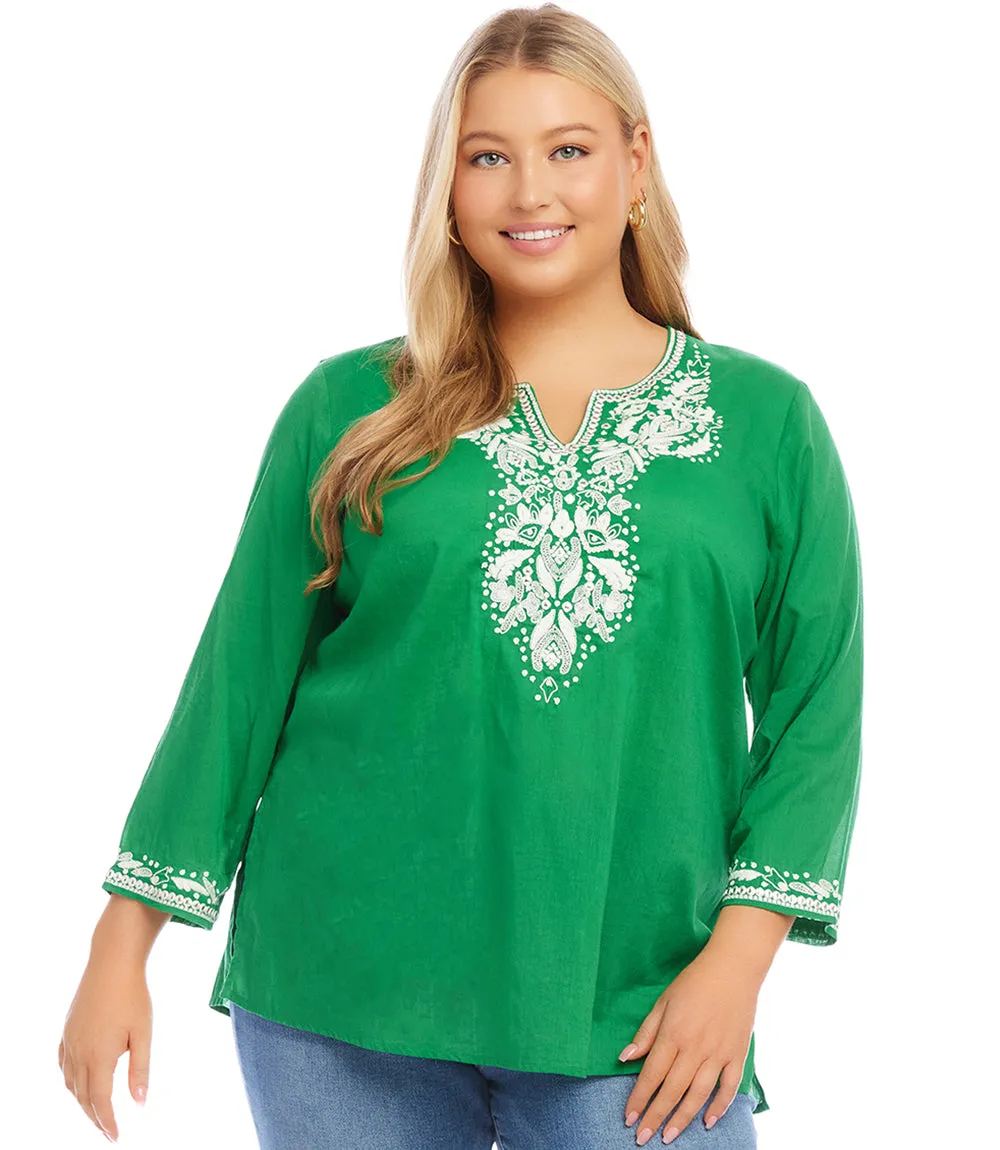 Plus Size Embroidered Tunic