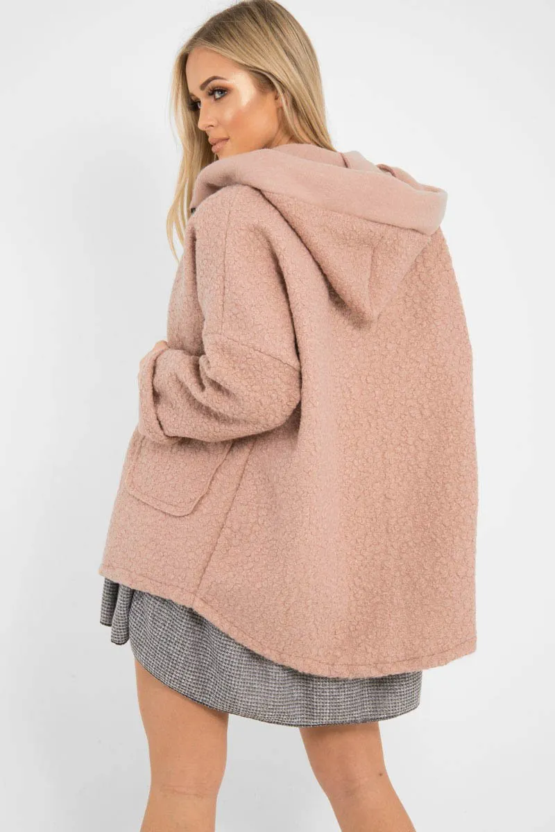 Rose Hooded Zip Front Borg Coat - Loryn