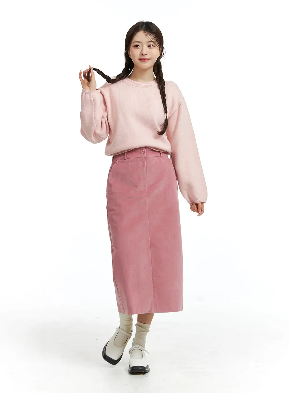 Round Neck Knitted Long Sleeve Sweater OJ415