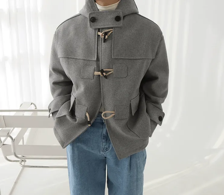 RT No. 10330 WOOLEN DUFFLE HOODED COAT