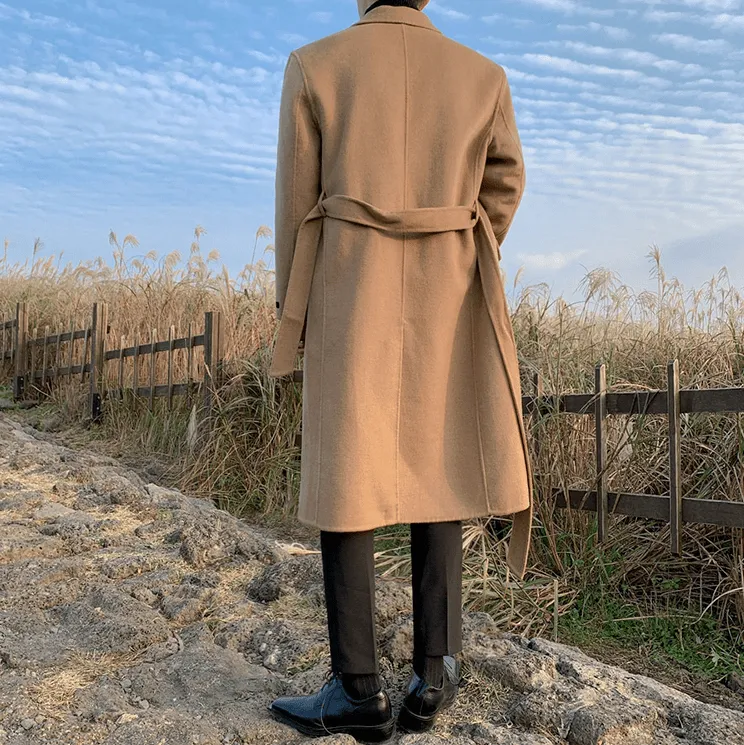 RT No. 3466 COLLAR WOOLEN COAT BELT JK