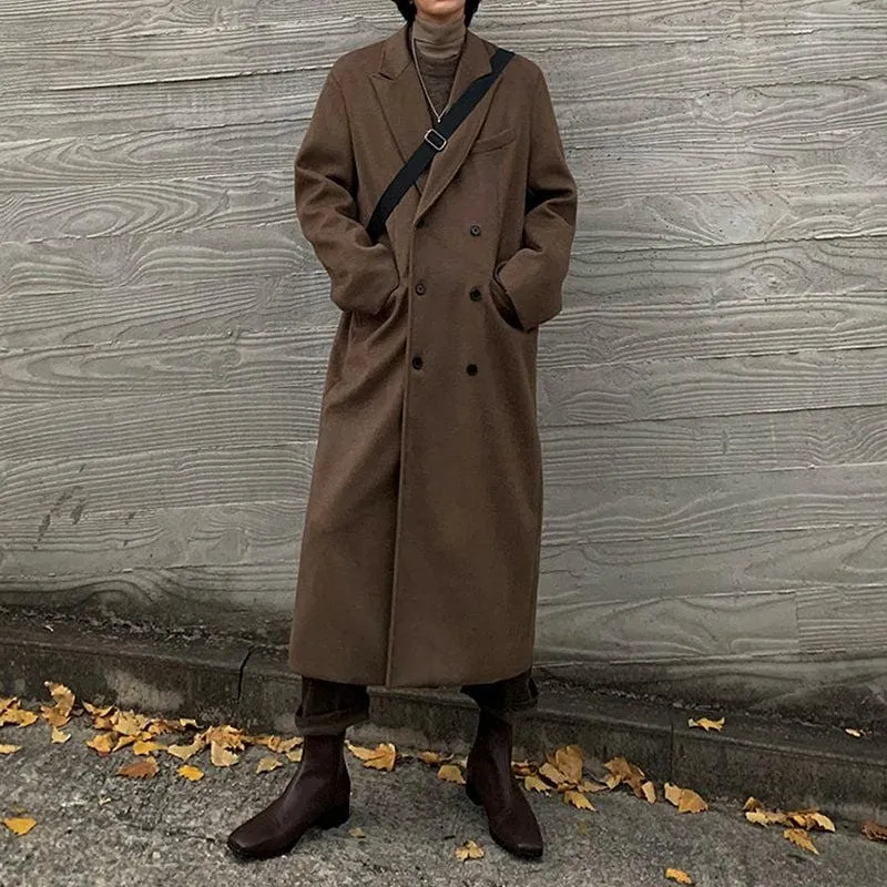 RT No. 6156 BROWN WOOLEN TRENCH COAT