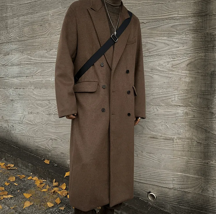 RT No. 6156 BROWN WOOLEN TRENCH COAT