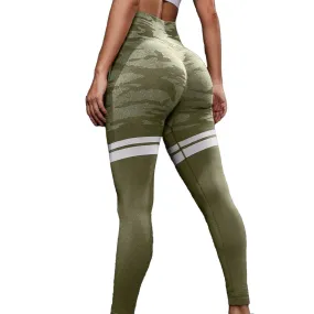 Seamless Camo Leggings with Pocket - Green