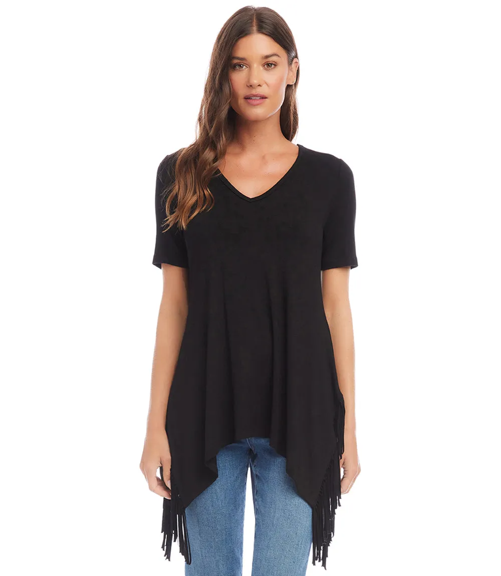 Short Sleeve Fringe Top