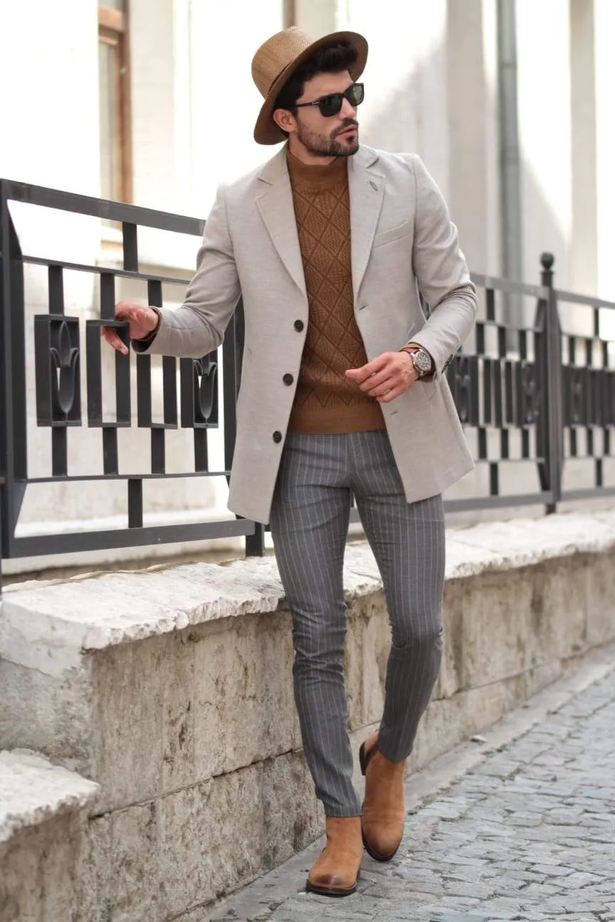 Slim-Fit Wool Coat Stone