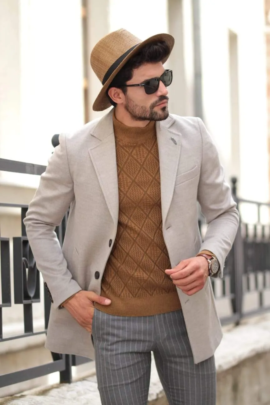 Slim-Fit Wool Coat Stone