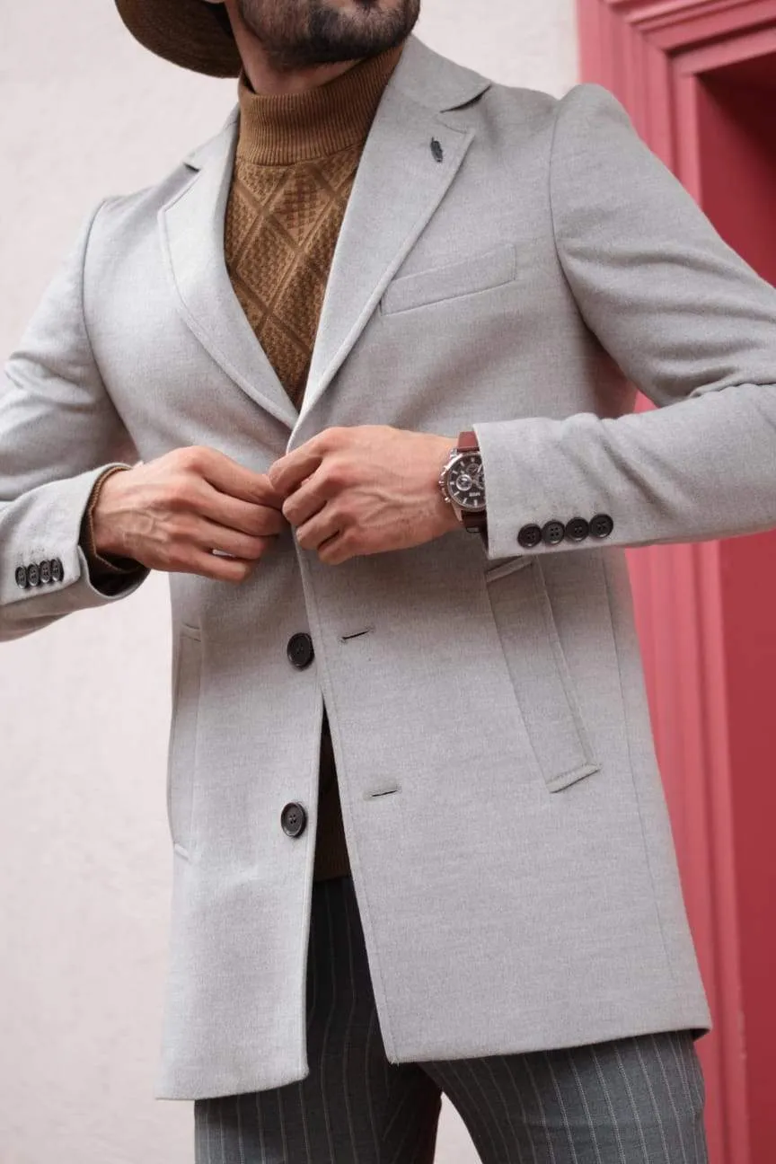 Slim-Fit Wool Coat Stone