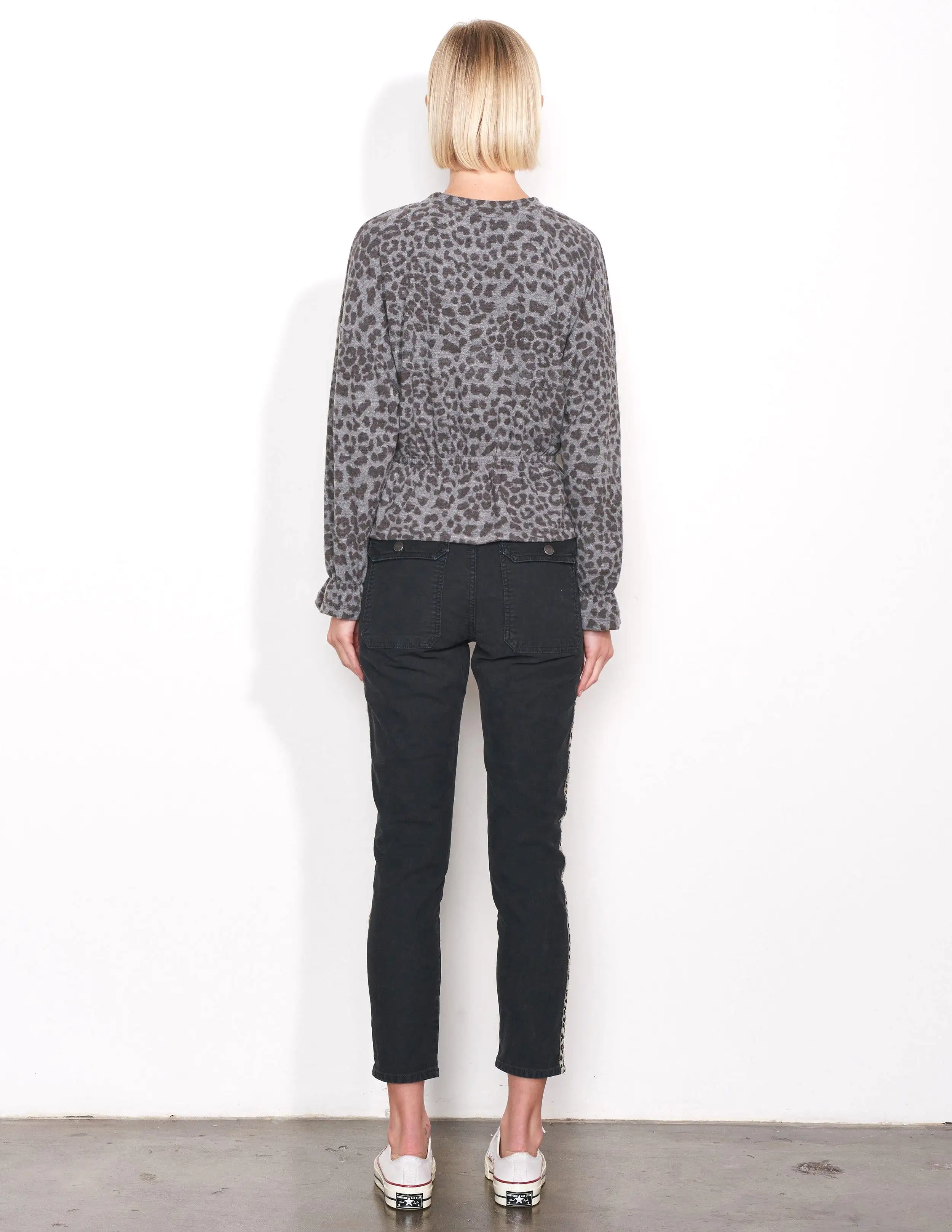 Sundry Leopard Peplum Sweater